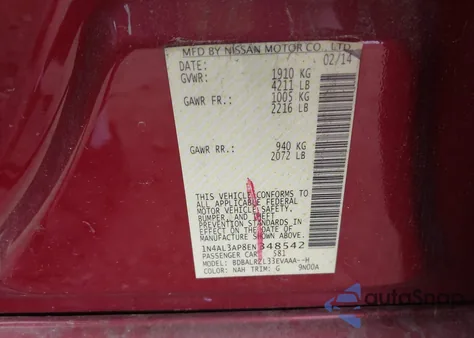 2014 Nissan Altima 2.5 S from USA, damaged, VIN 1N4AL3AP8EN348542